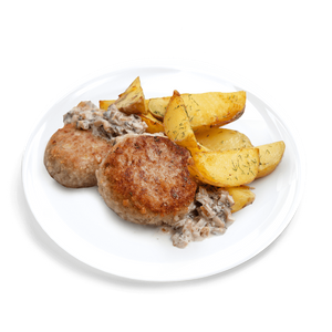 Котлеты домашние с картофелем под грибным соусом - заказать вторые блюда Ялта