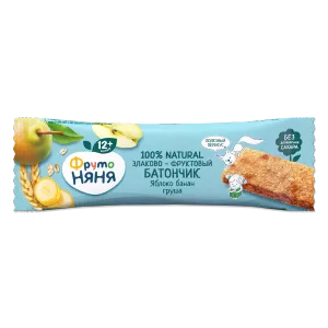 ФРУТОНЯНЯ Батончик фруктово-злаковый  с яблоком, бананом и грушей, 25г - заказать батончики Симферополь
