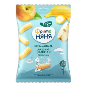 ФРУТОНЯНЯ кукурузные палочки с яблоком и бананом 20г - заказать детские снеки Севастополь