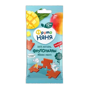 ФРУТОНЯНЯ Кусочки фруктовые Яблоко-манго, с 12 месяцев, 20 г - заказать детские снеки Симферополь