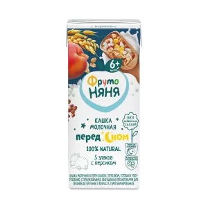 ФРУТОНЯНЯ Каша молочная 5 злаков, персик с 6 месяцев, 200мл - заказать каши Севастополь