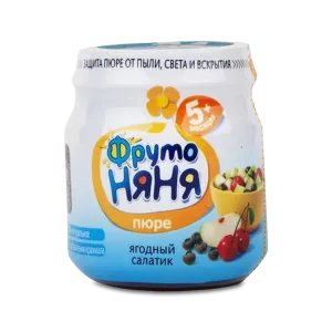 ФРУТОНЯНЯ Пюре 100г Ягодный салатик (яблоко-черника-вишня) - заказать пюре Севастополь