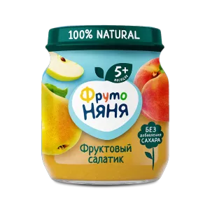 ФРУТОНЯНЯ Пюре 100г Фруктовый салатик (яблоко-груша-персик) - заказать пюре Симферополь