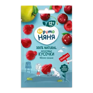 ФРУТОНЯНЯ фруктовые кусочки из яблок и вишни, 15 г - заказать детские снеки Севастополь
