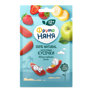ФРУТОНЯНЯ фруктовые кусочки из яблок, клубники и банана, 15 г - заказать детские снеки Симферополь