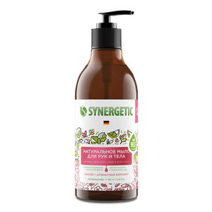 Натуральное биоразлагаемое мыло для рук и тела SYNERGETIC Пачули и ароматный бергамот, 380мл - заказать мыло Симферополь