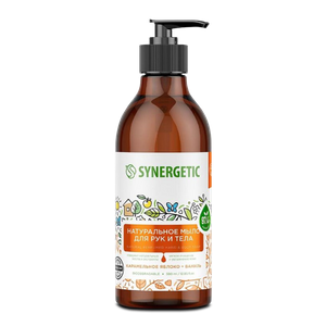 Натуральное биоразлагаемое мыло для рук и тела SYNERGETIC Карамельное яблоко и ваниль, 380мл - заказать мыло Симферополь