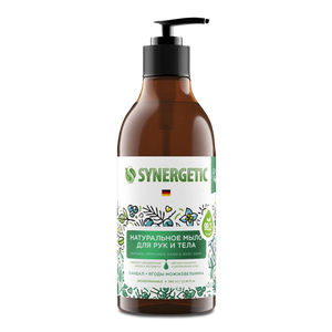Натуральное биоразлагаемое мыло для рук и тела SYNERGETIC Сандал и ягоды можжевельника, 380мл - заказать мыло Симферополь