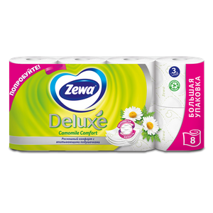 Zewa Deluxe туалетная бумага 8 шт 3 слоя ромашка - заказать бумажная продукция Симферополь