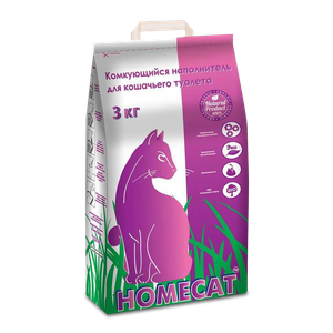 HOMECAT гигиенический наполнитель для кошачьего туалета 3 кг комкующийся 1х4 - заказать наполнители Симферополь