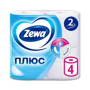 Zewa Плюс туалетная бумага 4 шт 2 слоя, белая - заказать бумажная продукция Симферополь