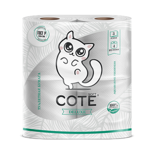Cote туалетная бумага 4 шт 3 слоя, Aquamarine Freshness - заказать бумажная продукция Симферополь