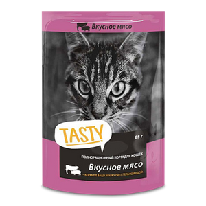Tasty корм для котов 85 г мясное ассорти в желе, пауч - заказать для кошек Симферополь