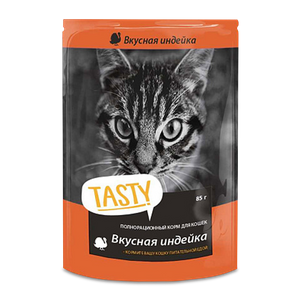 Tasty корм для котов 85 г с индейкой в желе, пауч - заказать для кошек Симферополь
