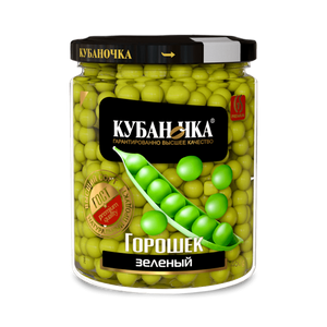 Горошек зеленый, "Кубаночка" конс. стекло 370г - заказать консервы Симферополь